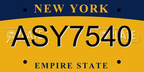 ASY7540 New York License Plate