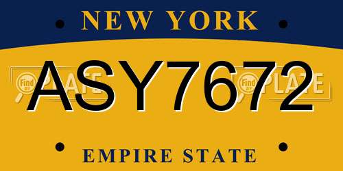 ASY7672 New York License Plate