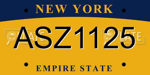 ASZ1125 New York License Plate