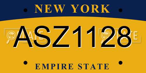 ASZ1128 New York License Plate