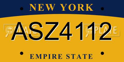 ASZ4112 New York License Plate