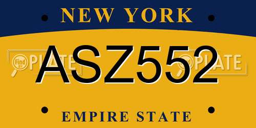 ASZ552 New York License Plate