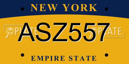 ASZ557 New York License Plate