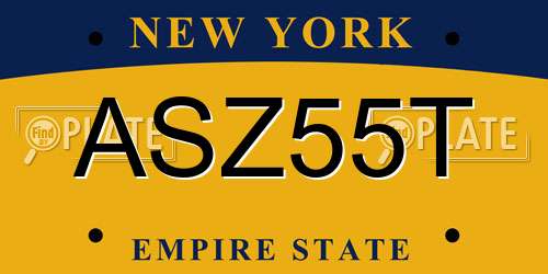 ASZ55T New York License Plate