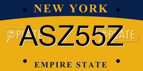 ASZ55Z New York License Plate