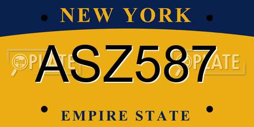 ASZ587 New York License Plate