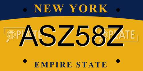 ASZ58Z New York License Plate