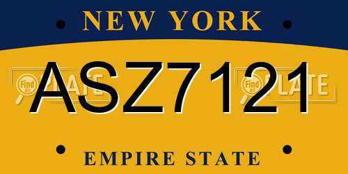 ASZ7121 New York License Plate