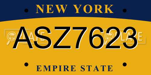 ASZ7623 New York License Plate