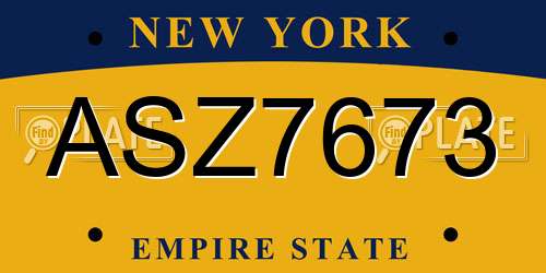 ASZ7673 New York License Plate