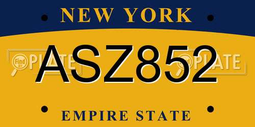 ASZ852 New York License Plate