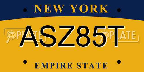 ASZ85T New York License Plate