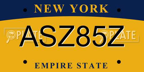 ASZ85Z New York License Plate