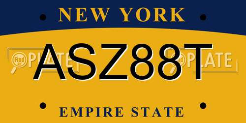 ASZ88T New York License Plate
