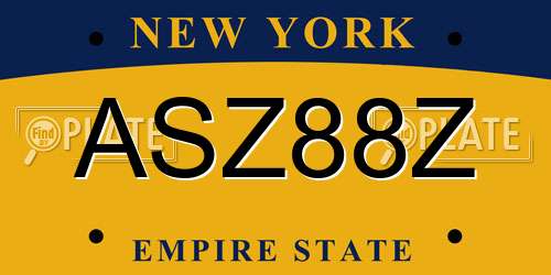 ASZ88Z New York License Plate