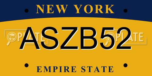 ASZB52 New York License Plate