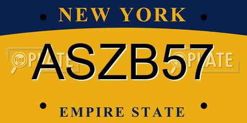 ASZB57 New York License Plate