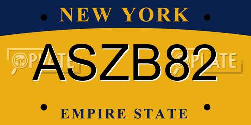 ASZB82 New York License Plate
