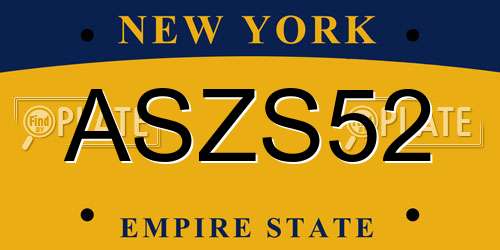 ASZS52 New York License Plate