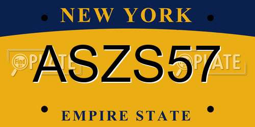 ASZS57 New York License Plate