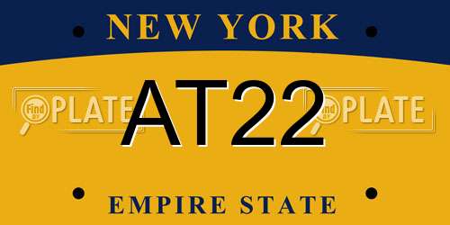 AT22 New York License Plate