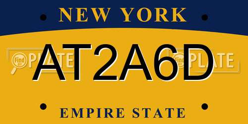 AT2A6D New York License Plate
