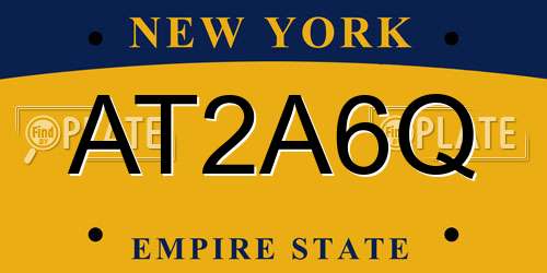AT2A6Q New York License Plate