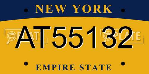 AT55132 New York License Plate