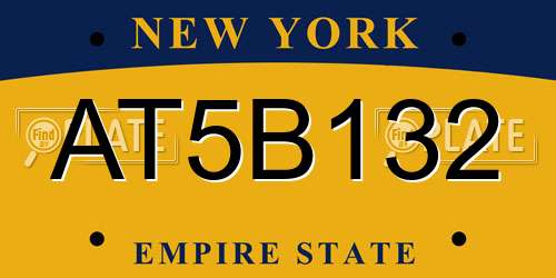 AT5B132 New York License Plate