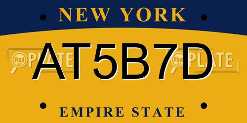 AT5B7D New York License Plate