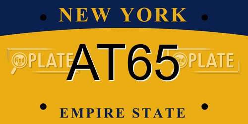AT65 New York License Plate