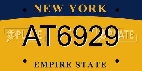 AT6929 New York License Plate