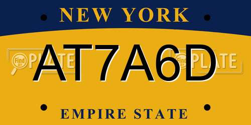 AT7A6D New York License Plate