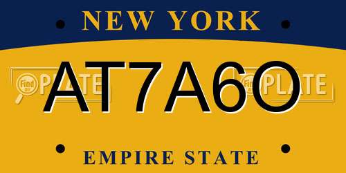 AT7A6O New York License Plate
