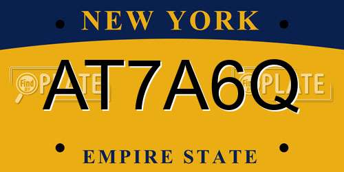 AT7A6Q New York License Plate
