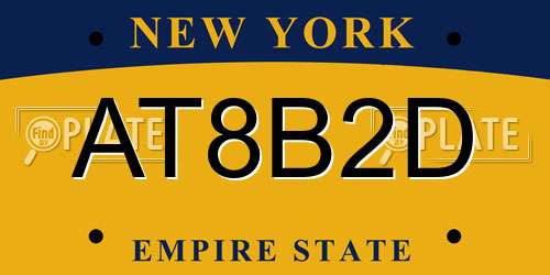 AT8B2D New York License Plate