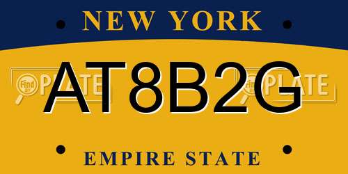AT8B2G New York License Plate