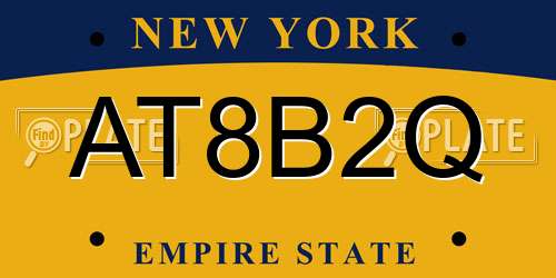 AT8B2Q New York License Plate