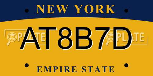 AT8B7D New York License Plate