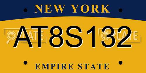 AT8S132 New York License Plate