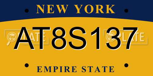 AT8S137 New York License Plate