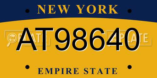 AT98640 New York License Plate