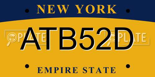 ATB52D New York License Plate