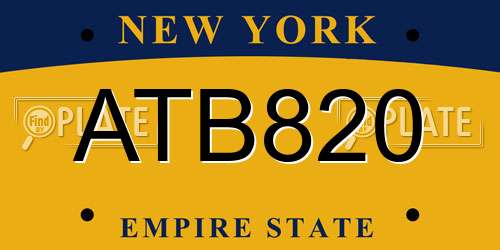ATB820 New York License Plate