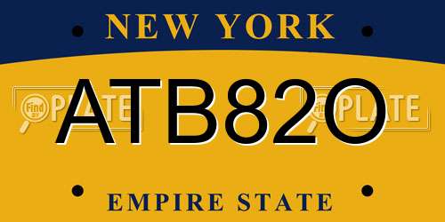 ATB82O New York License Plate