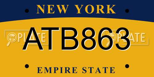 ATB863 New York License Plate