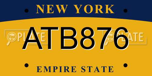 ATB876 New York License Plate