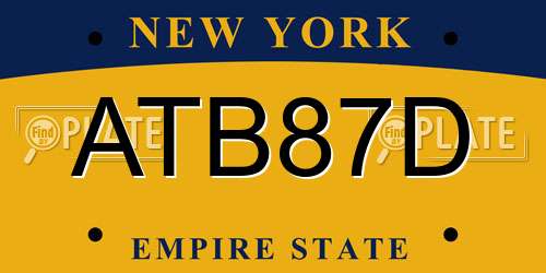ATB87D New York License Plate