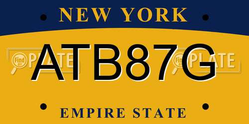 ATB87G New York License Plate
