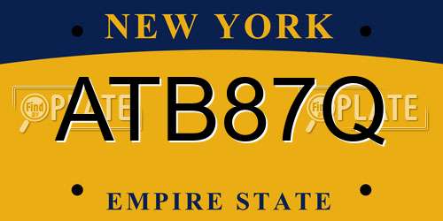 ATB87Q New York License Plate
